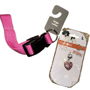 Pink Dog Collar and Pet Charm New With Tags